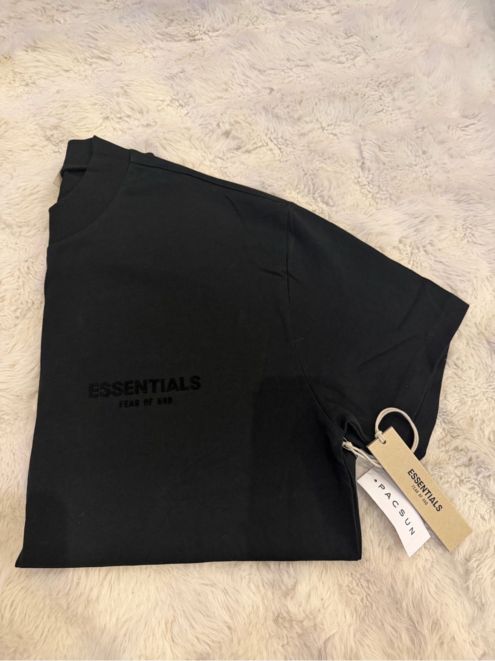 Essentials Fear Of God Black Logo Tee with Tags